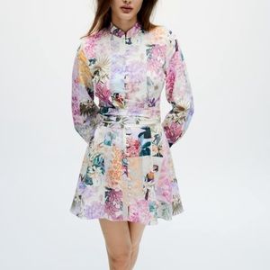 NWT Zara Floral Shirt Dress Mini